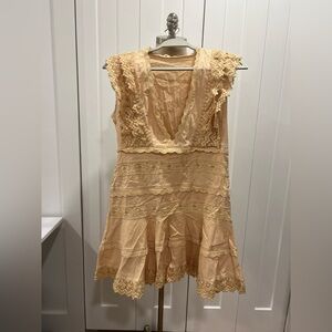 Lace Trimmed Cream Dress